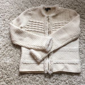 Ann Taylor Fringed Sweater Jacket